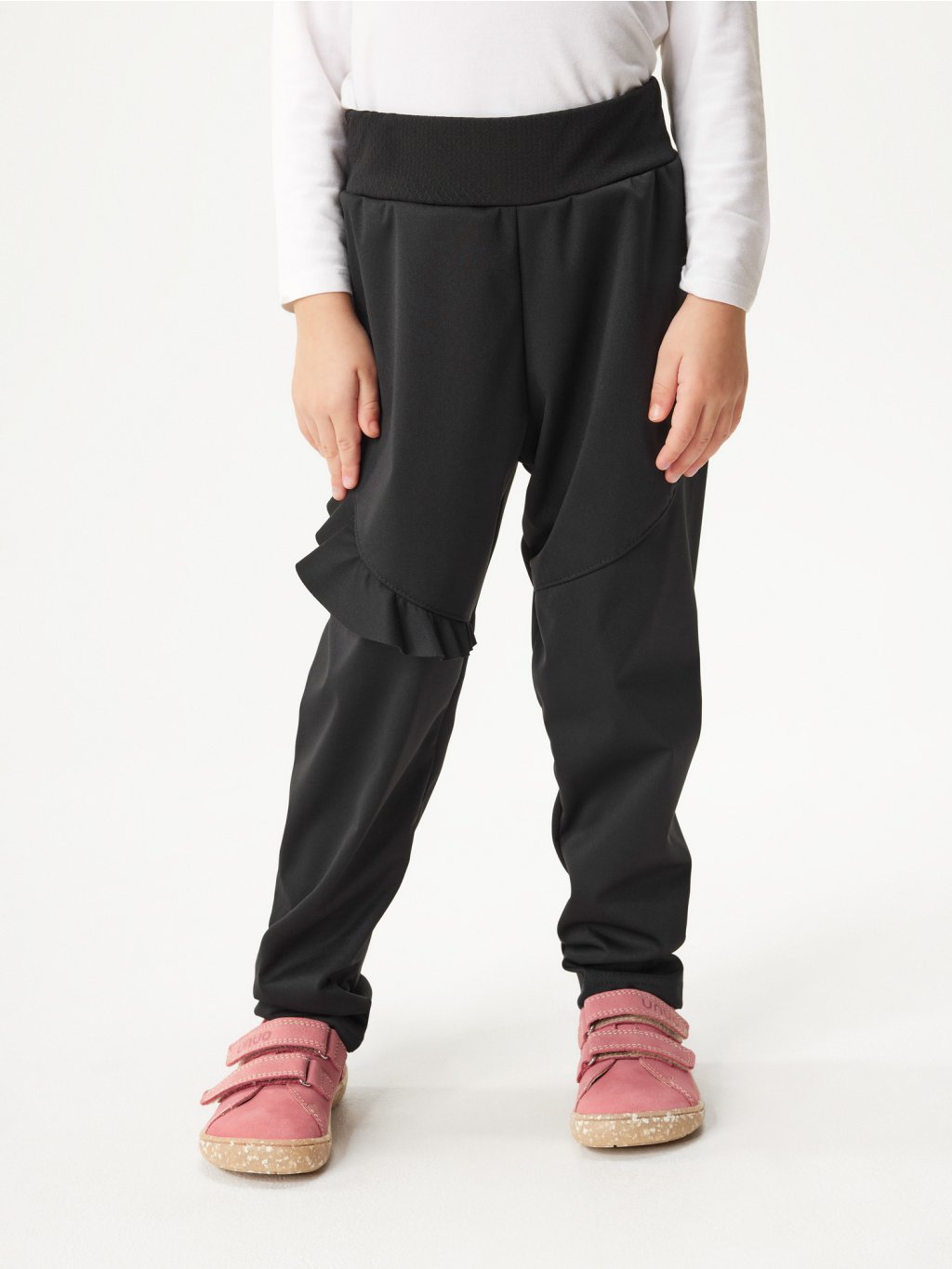 Dětské softshellové kalhoty bez zateplení pružné Fantasy, Černá