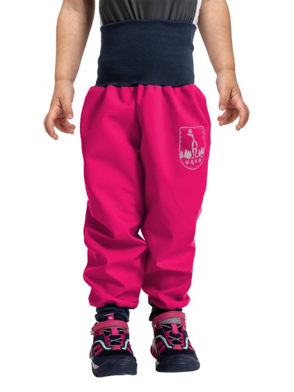 Unuo, Batolecí softshellové kalhoty bez zateplení Basic, Fuchsiová (Velikost 98/104)