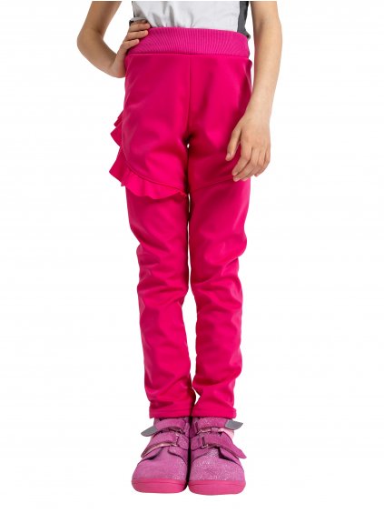 Unuo, Dětské softshellové kalhoty s fleecem pružné Fantasy, Fuchsiová (Velikost 98/104)