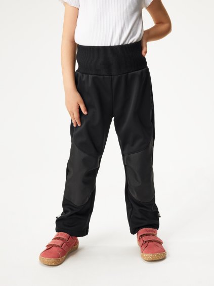 Dětské softshellové kalhoty s fleecem pružné Flexi, Černá