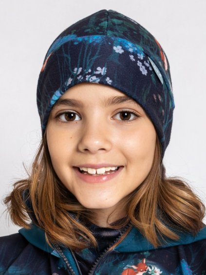 Unuo, Dětská čepice fleecová Sport, Čarovná liška (Velikost S (45 - 48 cm))