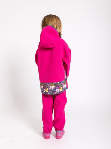 Unuo, Dětská softshellová bunda bez zateplení Basic, Fuchsiová, Kolibřík (Velikost 80/86)