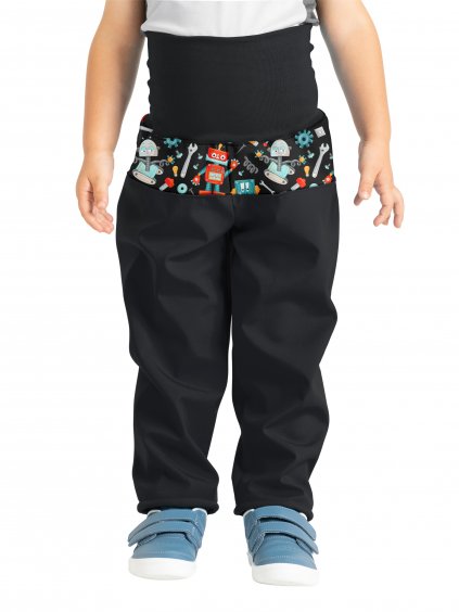 Unuo, Batolecí softshellové kalhoty s fleecem Basic, Černá, Roboti (Velikost 80/86)