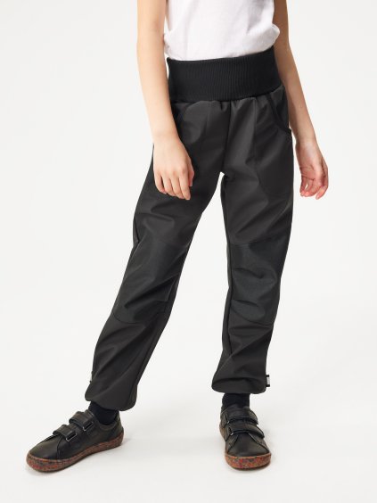 Unuo Kinder Softshellhose Mit Sherpa-Futter - Wasserdicht & Atmungsaktiv, Schwarz Gestromt