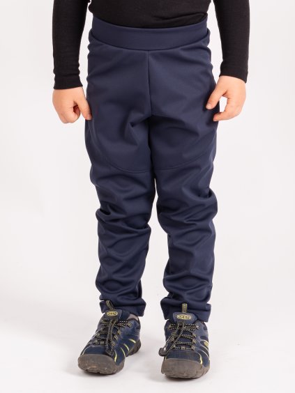 Unuo, Dětské softshellové kalhoty bez zateplení pružné Sporty, Tm. Modročerná (Velikost 98/104)