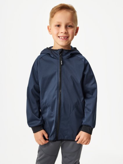 Dětská softshellová bunda bez zateplení pružná Basic, Tm. Modročerná
