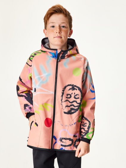 Dětská softshellová bunda bez zateplení pružná Basic, Meruňková, Fantazie