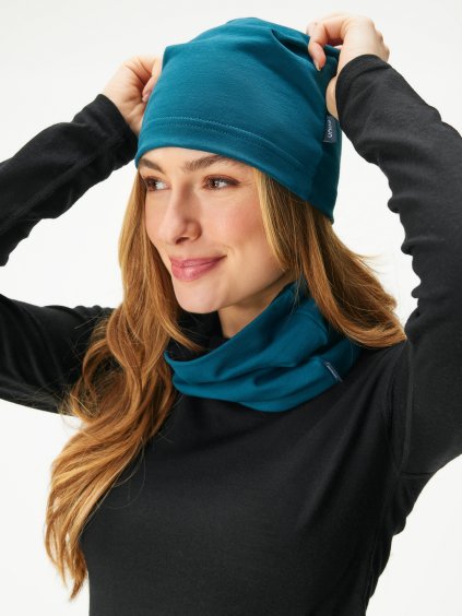 Dámská čepice z teplákoviny Basic, Tm. Petrolejová