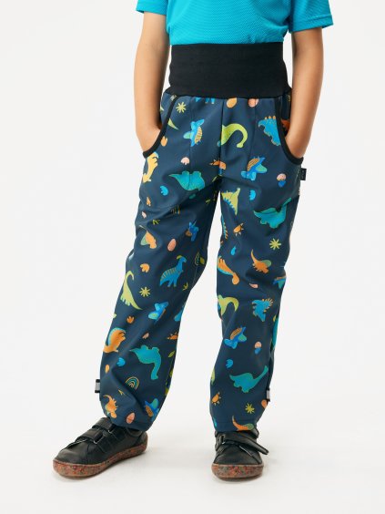 Dětské softshellové kalhoty s fleecem Basic, Dinosauři
