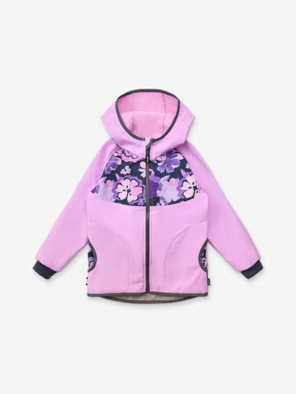 Dětská softshellová bunda bez zateplení Basic, Lila, Kytky 1