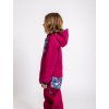 Unuo, Dětská softshellová bunda bez zateplení Basic, Tm. Růžová Malinová, Květinky (Velikost 74/80)