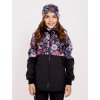 Dívčí softshellový kabát s fleecem Street, Černá, Kouzelné květiny