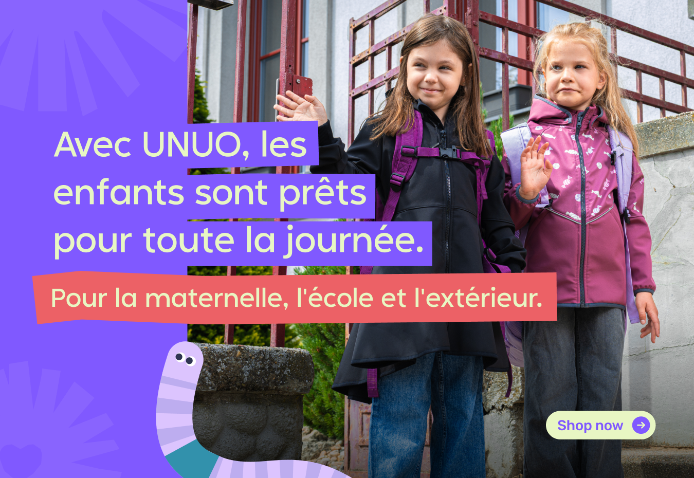 Sacs à dos pour enfants de la marque tchèque Unuo dans la promotion Back to School pour l'année 2026 en France. Profitez d'une réduction de -20 % avec le code SACSADOS20 du 11/08 au 25/08/2026.