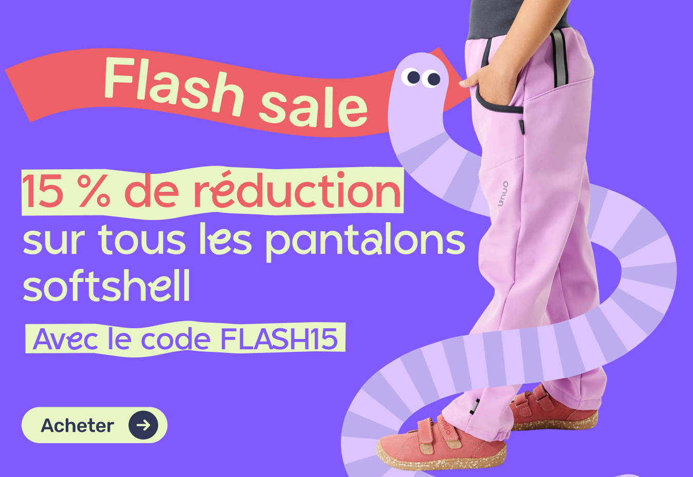 Promotion : 15 % de réduction sur les pantalons softshell Unuo pour enfants avec le code FLASH15. Vêtements techniques de qualité fabriqués en République Tchèque.