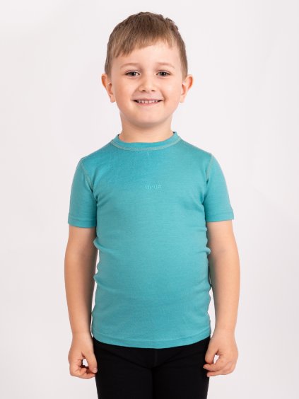Unuo, Dětské merino triko s krátkým rukávem Nature, Aqua (Velikost 158/164)