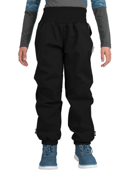 Dětské softshellové oteplovačky s fleecem Plus, Černá