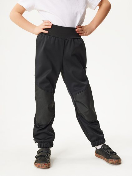 Dětské softshellové kalhoty s fleecem pružné Active, Černá