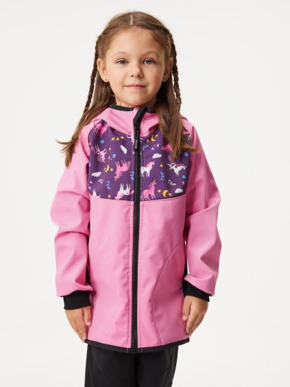 Dětská softshellová bunda s fleecem Basic, Růžová, Jednorožci