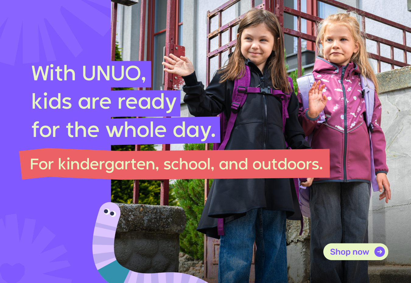 Kids' backpacks by the Czech brand Unuo in the Back to School promotion for 2026 in the Netherlands. Get a -20% discount with the code BACKPACKS20 from August 11 to August 25, 2026.