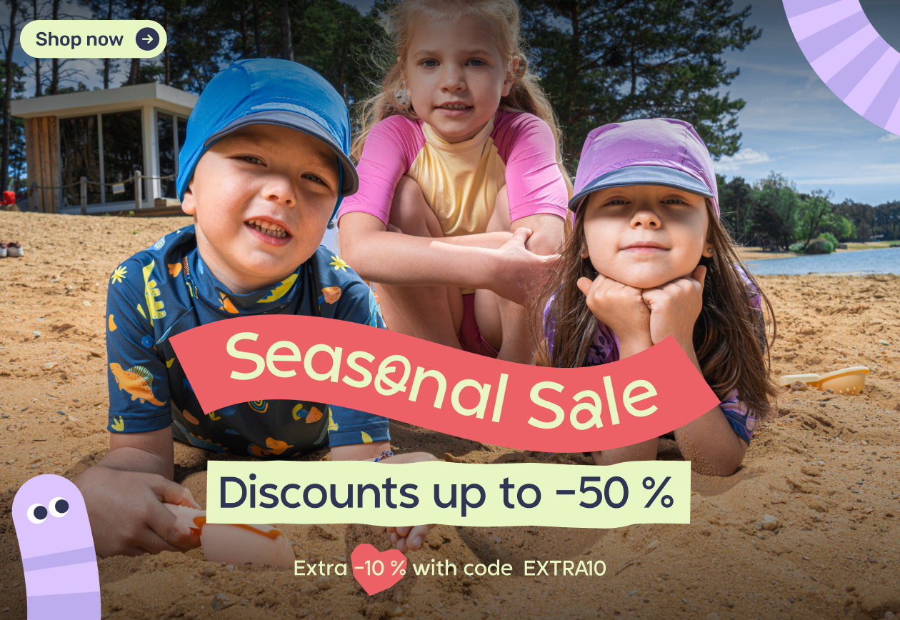 Seasonal sale of Unuo functional kids' clothing for 2026 with an automatic discount of up to 50% directly in the e-shop. This special offer for the Netherlands includes kids' softshell, summer UV shirts, swimwear, caps, and winter jackets and pants of Cze