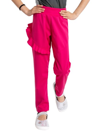 Dětské softshellové kalhoty bez zateplení pružné Fantasy, Fuchsiová