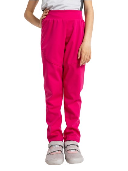Dětské softshellové kalhoty bez zateplení pružné Sporty, Fuchsiová