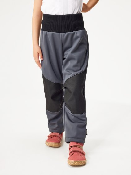 Dětské softshellové kalhoty s fleecem pružné Flexi, Tm. Šedá