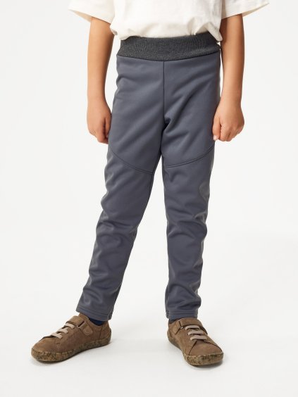 Dětské softshellové kalhoty s fleecem pružné Sporty, Tm. Šedá