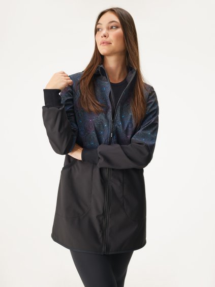 Dámský softshellový kabát s fleecem Street, Černá, Temná mandala