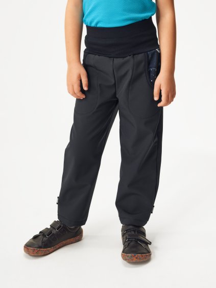 Dětské softshellové kalhoty s fleecem Basic, Černá, Planety