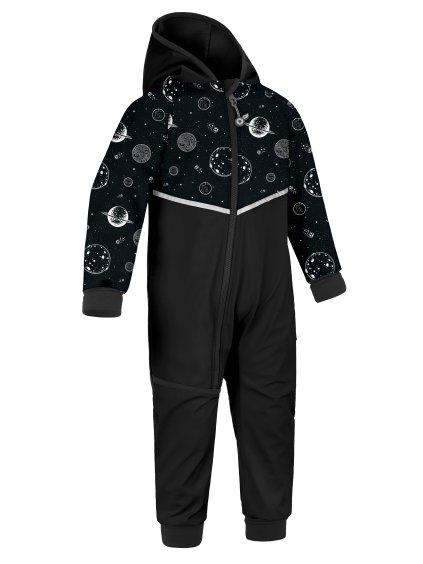 Batolecí softshellová kombinéza s fleecem Mini, Černá, Planety