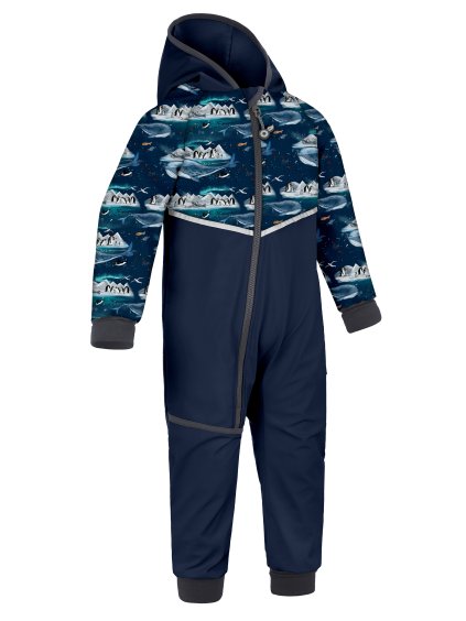 Batolecí softshellová kombinéza s fleecem Mini, Tm. Modročerná, Tučňáci