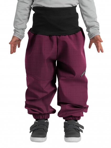 Batolecí softshellové kalhoty s beránkem Light, Vínová Žíhaná