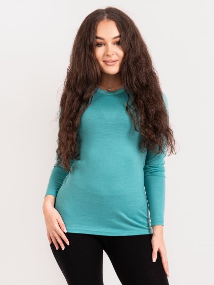 Dámské merino triko s dlouhým rukávem Nature, Aqua