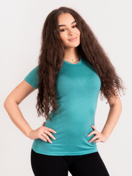 Dámské merino triko s krátkým rukávem Nature, Aqua