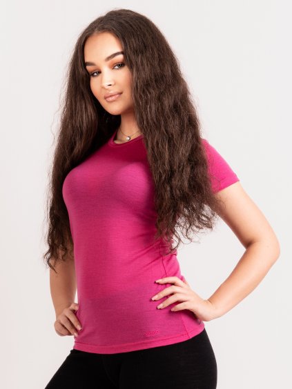 Dámské merino triko s krátkým rukávem Nature, Fuchsiová