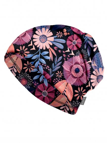 Dětská čepice z teplákoviny Basic, Kouzelné květiny