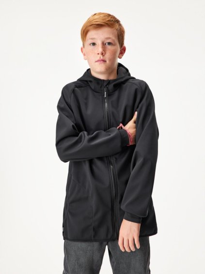Dětská softshellová bunda bez zateplení pružná Basic, Černá