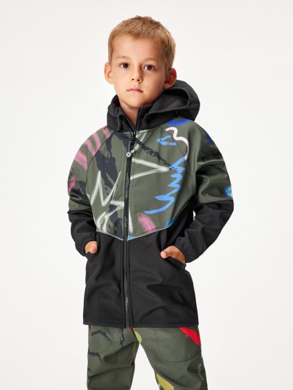 Dětská softshellová bunda s fleecem Slim, Černá, Khaki, Fantazie