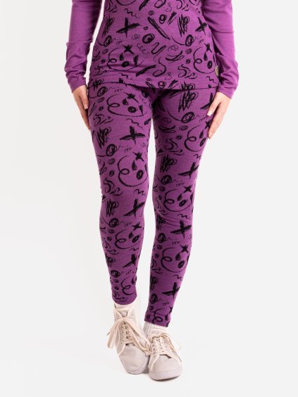 Dámské merino legíny Nature, Ostružinová, Kresba