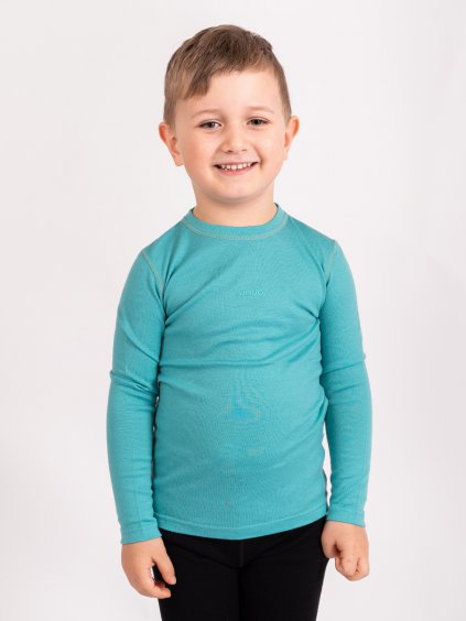 Dětské merino triko s dlouhým rukávem Nature, Aqua