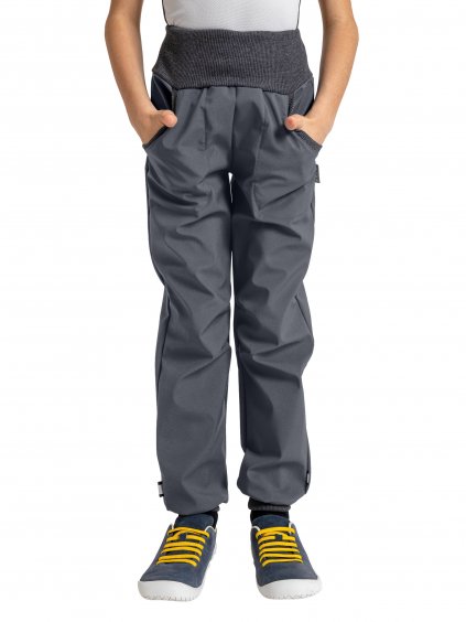Dětské softshellové kalhoty bez zateplení Street, Tm. Šedá