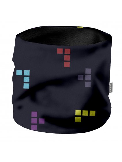 Dětský nákrčník z fleecu Basic, Černá, Kostičky