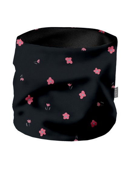 Dětský nákrčník z fleecu Basic, Černá, Květiny