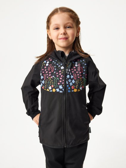 Dětská softshellová bunda bez zateplení Basic, Černá, Zahrada