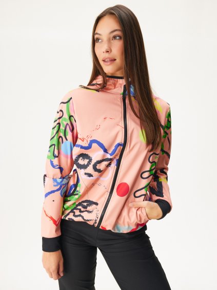 Dámská softshellová bunda bez zateplení pružná Basic, Meruňková, Fantazie