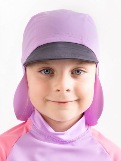 Dětská kšiltovka s plachetkou a UV ochranou 50+, Lila