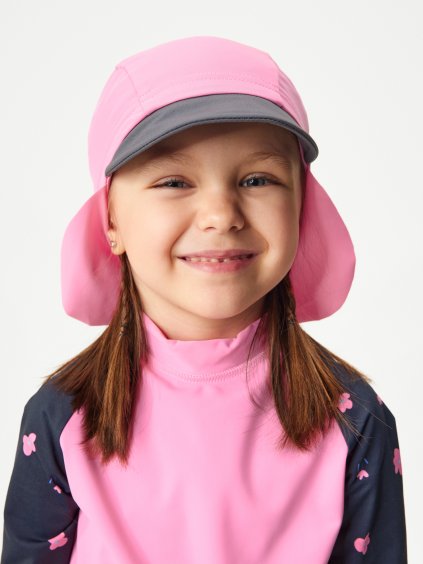 Dětská kšiltovka s plachetkou a UV ochranou 50+, Růžová