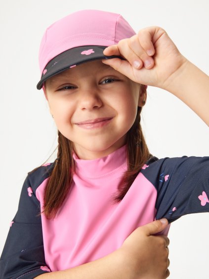 Dětská kšiltovka s UV ochranou 50+, Růžová, Květiny