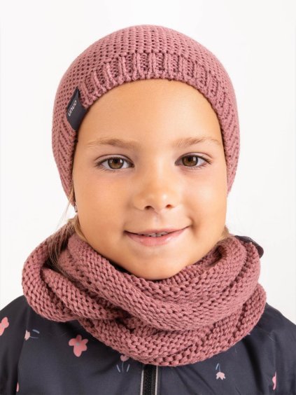 Dětská čepice pletená Warm, Starorůžová